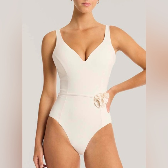Sea Level Swim Casa Del Mar Plunge One Piece Coconut US 8 - Picture 1 of 12